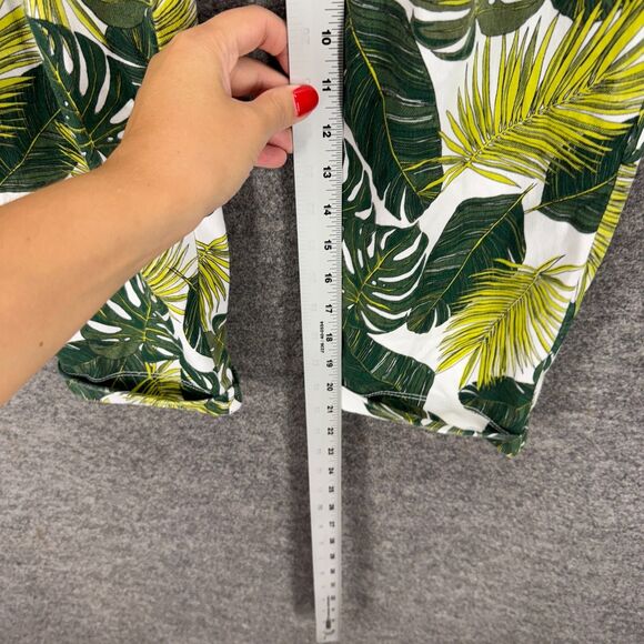 Time And Tru Pants Women XL Green Floral High Rise Chino Flat Front Skinny - Picture 5 of 7